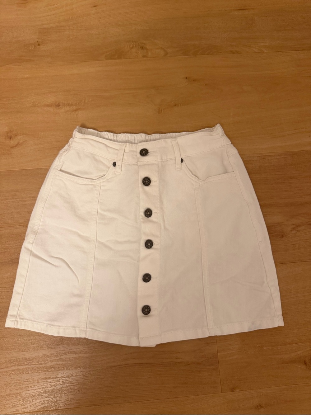 aerie White Button-Front Mini Skirt